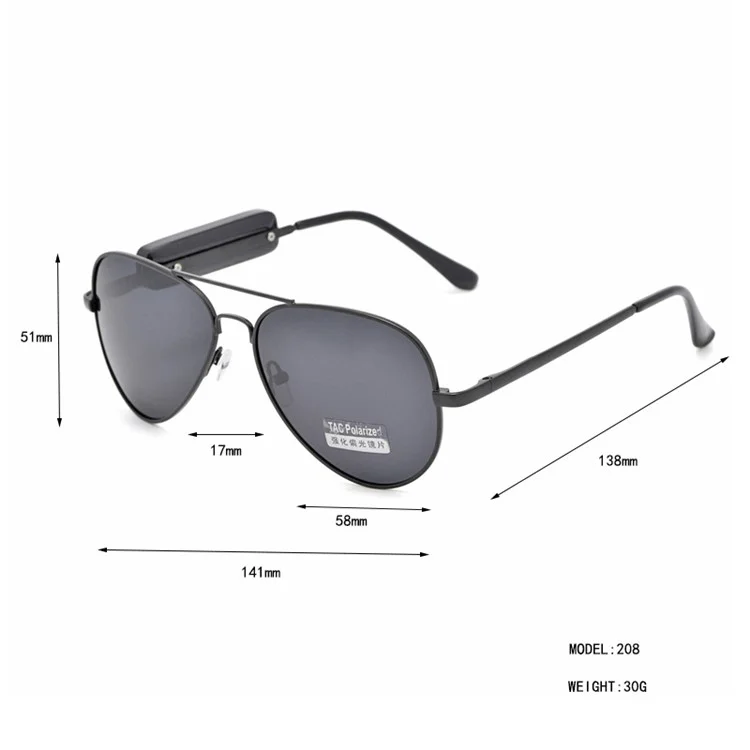 Bluetooth Call Music Player Glasses Headset Polarized Sunglasses Smart Audio Glasses - Grey
