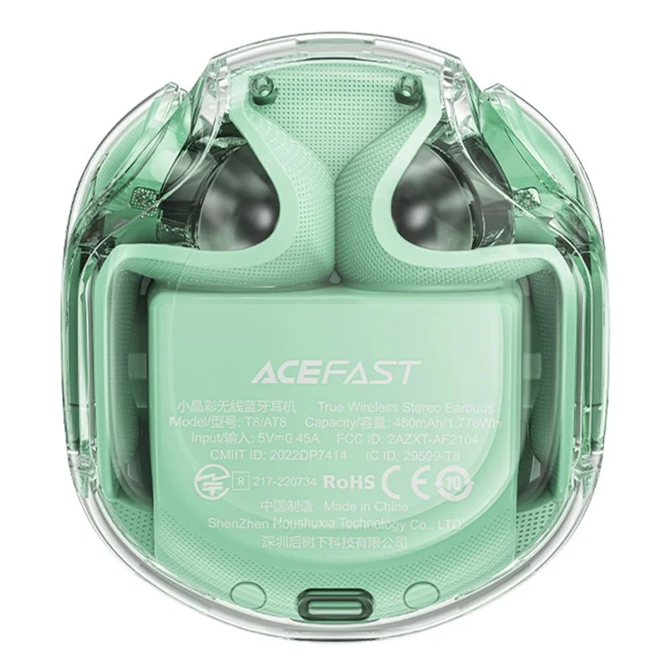 ACEFAST T8 / AT8 Crystal (2) Color Bluetooth-compatible Earbuds Lightweight Wireless Headset for Work - Green
