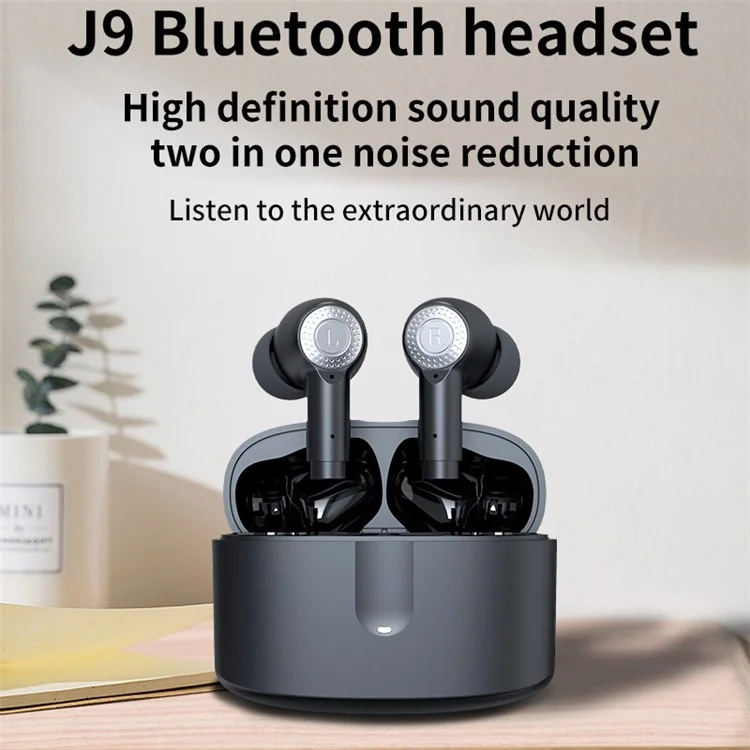 J9 TWS Earbuds Bluetooth-Headset tragbare Kopfhörer Geräuschreduzierung Kabellose Kopfhörer - Schwarz
