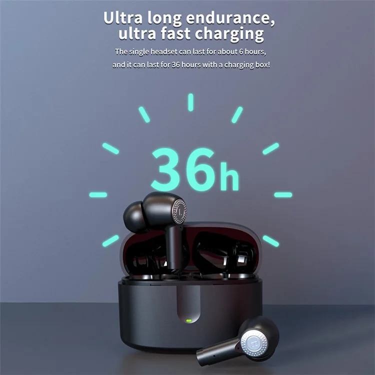 J9 TWS Earbuds Bluetooth-Headset tragbare Kopfhörer Geräuschreduzierung Kabellose Kopfhörer - Schwarz