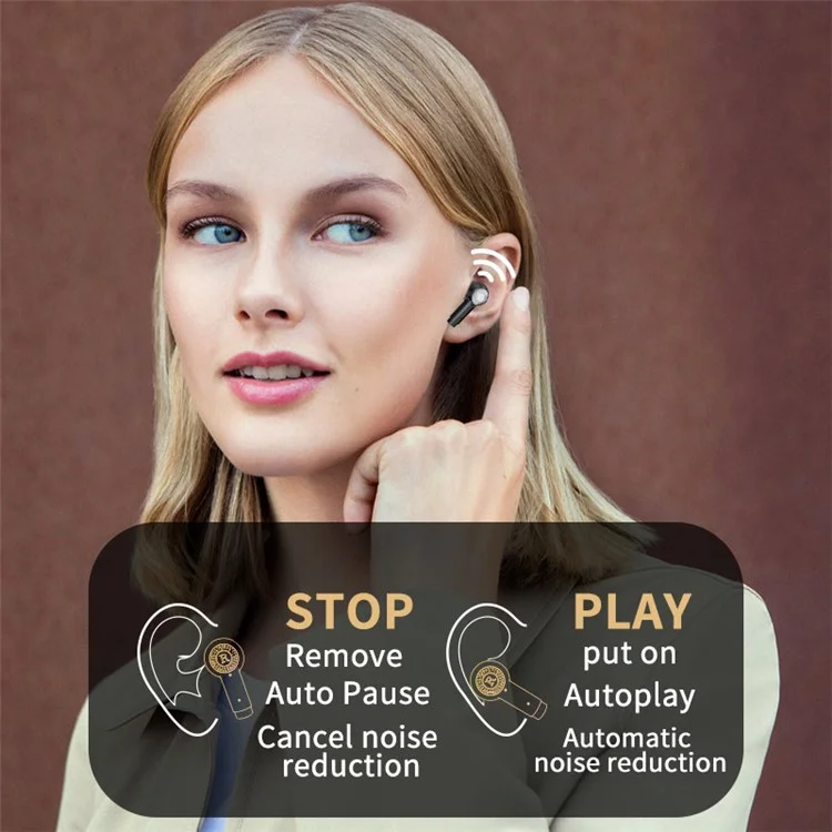 J9 TWS Earbuds Bluetooth-Headset tragbare Kopfhörer Geräuschreduzierung Kabellose Kopfhörer - Schwarz