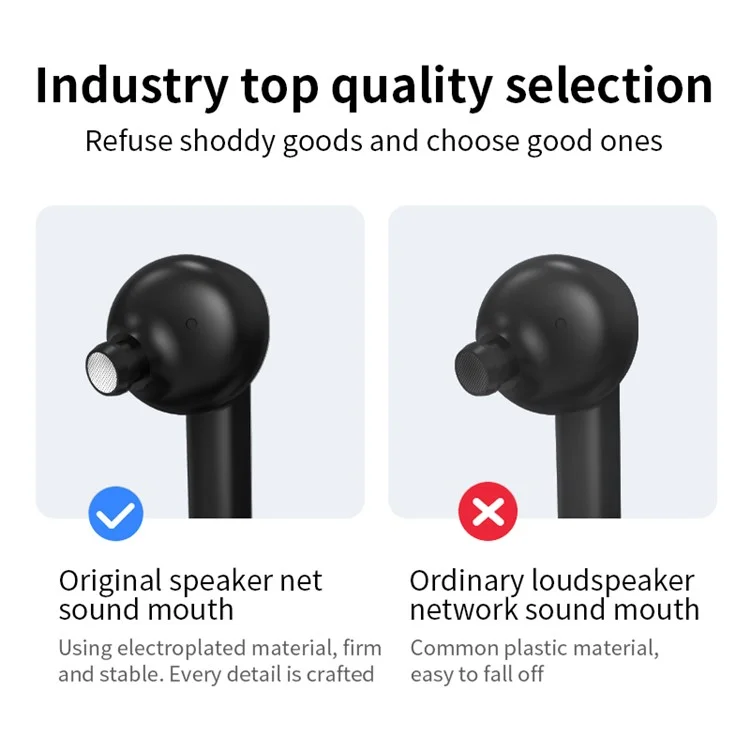 J8 Bluetooth-compatible Headphones with Indicator Light Portable TWS Earbuds Noise Reduction Wireless Headset - Black