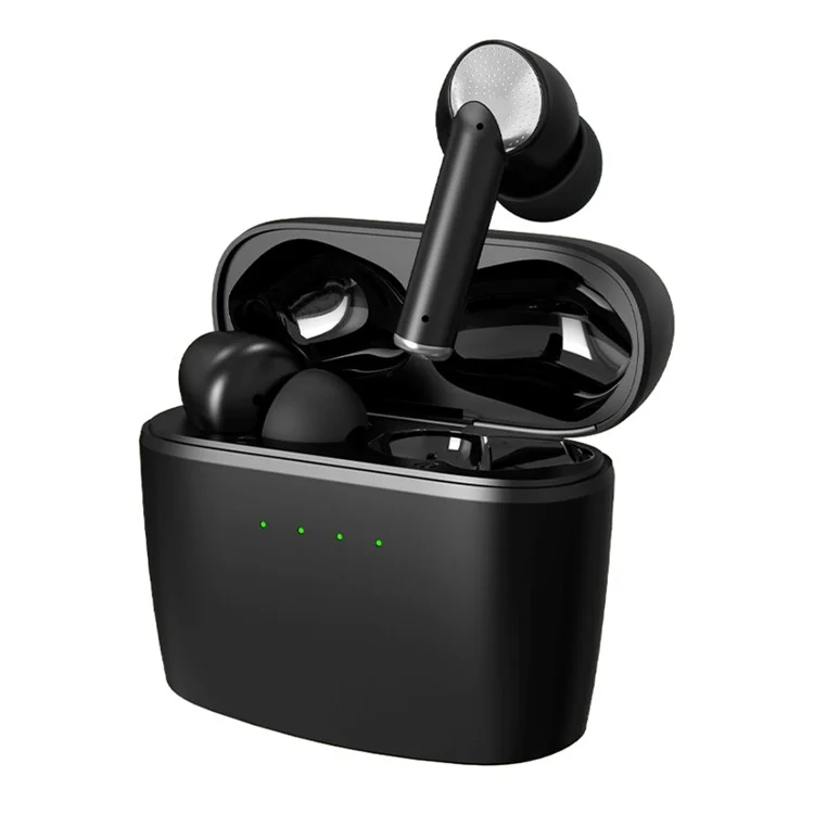 J8 Bluetooth-compatible Headphones with Indicator Light Portable TWS Earbuds Noise Reduction Wireless Headset - Black