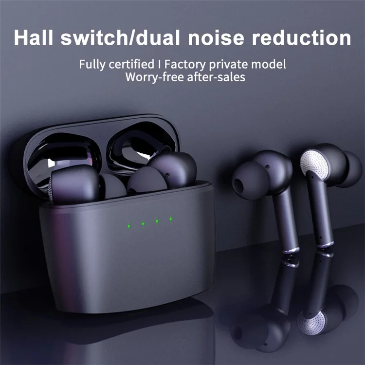J8 Bluetooth-compatible Headphones with Indicator Light Portable TWS Earbuds Noise Reduction Wireless Headset - Black