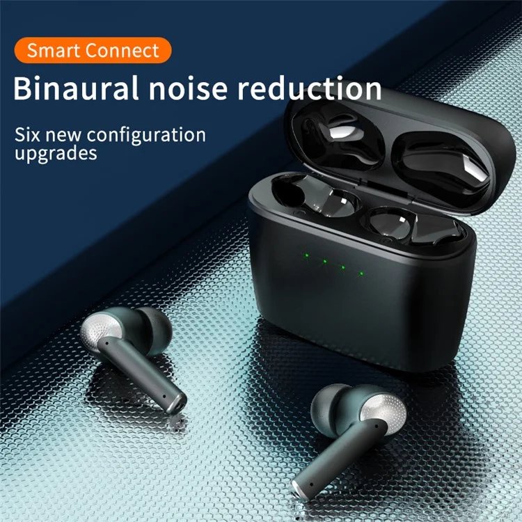J8 Bluetooth-compatible Headphones with Indicator Light Portable TWS Earbuds Noise Reduction Wireless Headset - Black