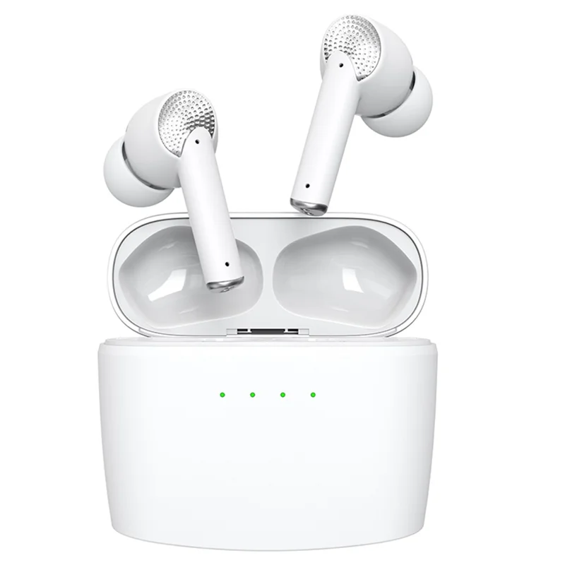 J8 Bluetooth-compatible Headphones with Indicator Light Portable TWS Earbuds Noise Reduction Wireless Headset - White