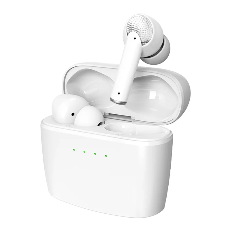 J8 Bluetooth-compatible Headphones with Indicator Light Portable TWS Earbuds Noise Reduction Wireless Headset - White