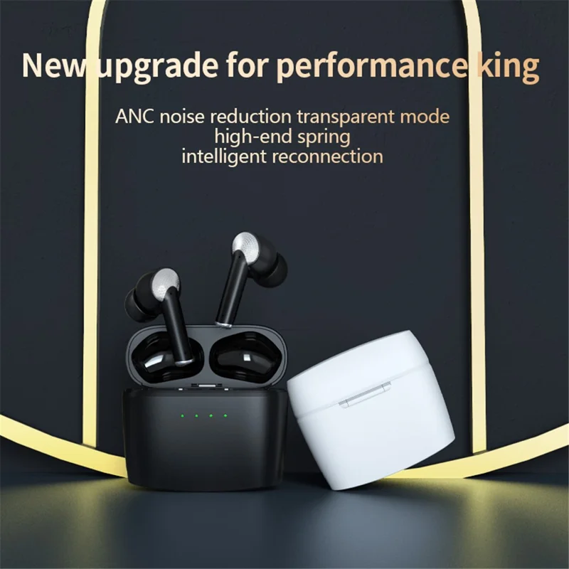J8 Bluetooth-compatible Headphones with Indicator Light Portable TWS Earbuds Noise Reduction Wireless Headset - White