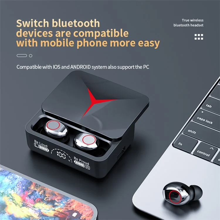 Auriculares inalámbricos Bluetooth M90 TWS con sonido estéreo y pantalla digital