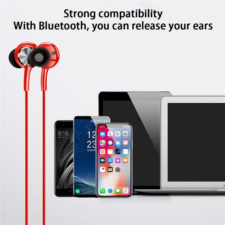 Casque Bluetooth sans fil sport à collier magnétique G03 avec graves puissants - Noir