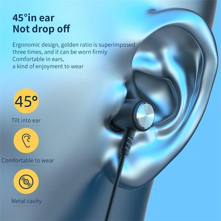 YD08-2 Wireless 5.0 Plug-in Card Hanging Neck Headphone Magnetic Sports In-Ear Earphone - Schwarz