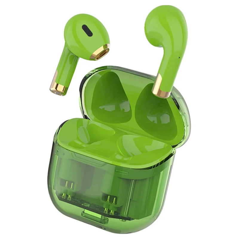 Bluetooth-compatible Wireless Earphone Stereo Sound Low Delay Sports Headset with 300mAh Battery Charging Case - Green