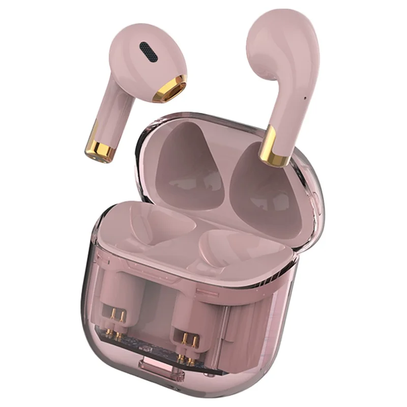 Bluetooth-compatible Wireless Earphone Stereo Sound Low Delay Sports Headset with 300mAh Battery Charging Case - Pink