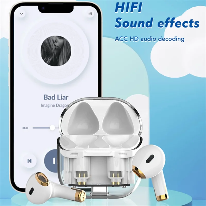 Bluetooth-compatible Wireless Earphone Stereo Sound Low Delay Sports Headset with 300mAh Battery Charging Case - Pink