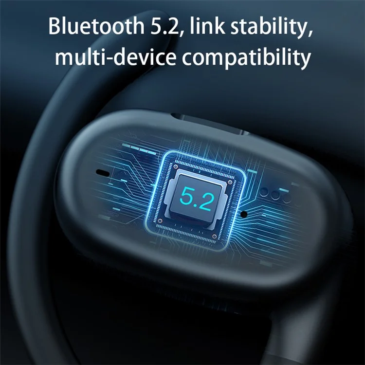 YJ76 Wireless Single Ear Headset Ear-Hook Bluetooth-compatible Earphone Noise Reduction Calling - White