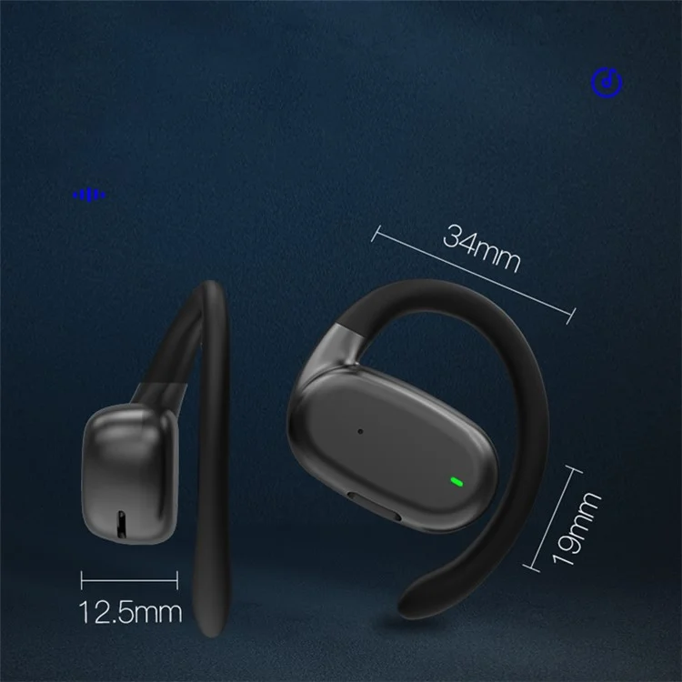 YJ76 Wireless Single Ear Headset Ear-Hook Bluetooth-compatible Earphone Noise Reduction Calling - White