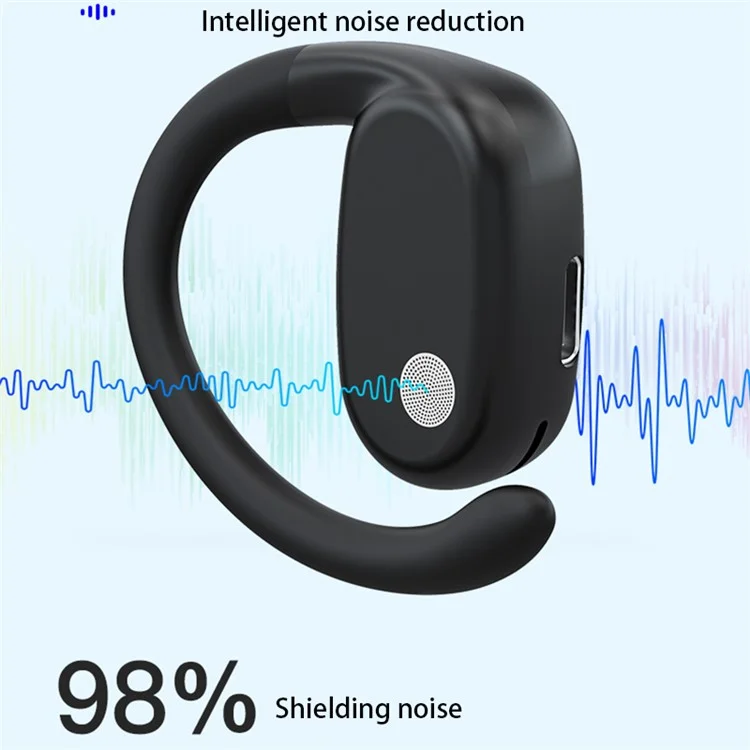 YJ76 Wireless Single Ear Headset Ear-Hook Bluetooth-compatible Earphone Noise Reduction Calling - White