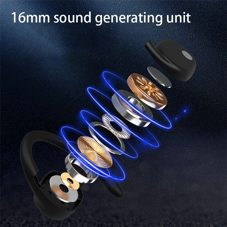 YJ76 Wireless Single Ear Headset Ear-Hook Bluetooth-compatible Earphone Noise Reduction Calling - White