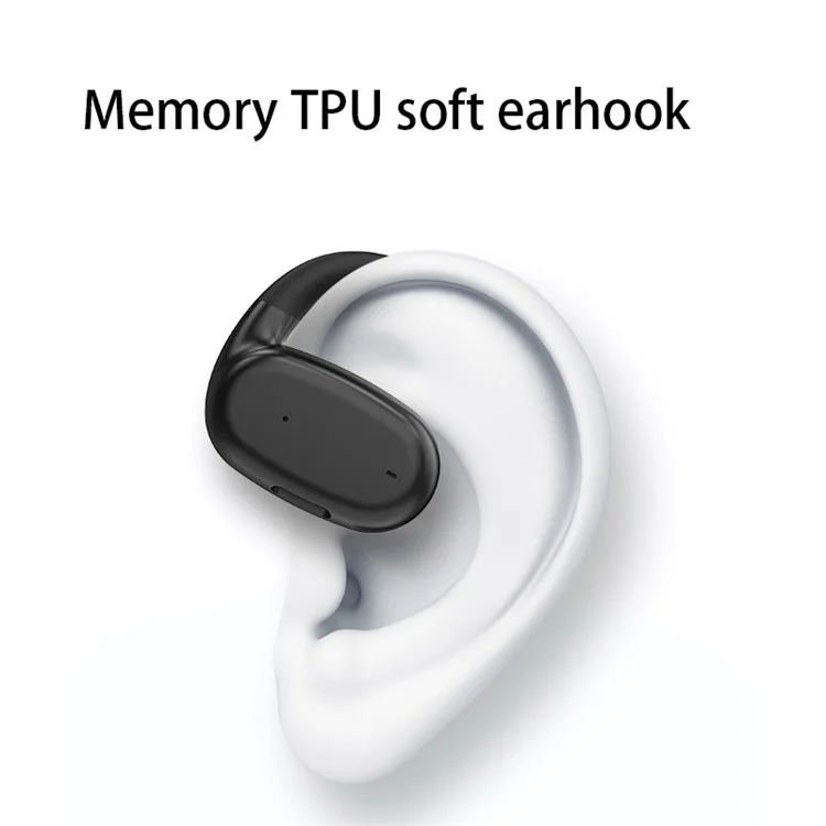 YJ76 Wireless Single Ear Headset Ear-Hook Bluetooth-compatible Earphone Noise Reduction Calling - White