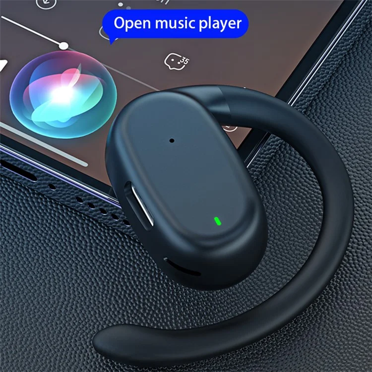 YJ76 Wireless Single Ear Headset Ear-Hook Bluetooth-compatible Earphone Noise Reduction Calling - White