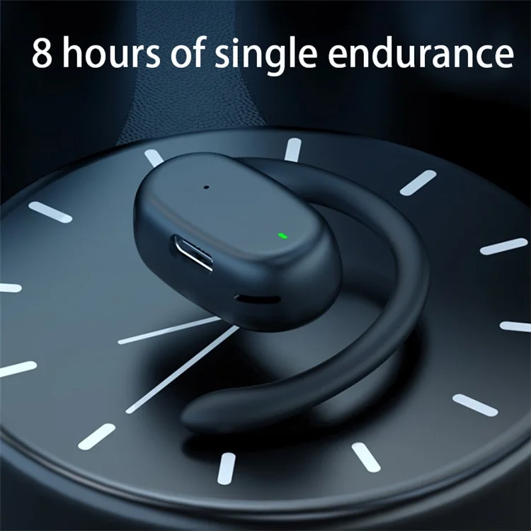 YJ76 Wireless Single Ear Headset Ear-Hook Bluetooth-compatible Earphone Noise Reduction Calling - White