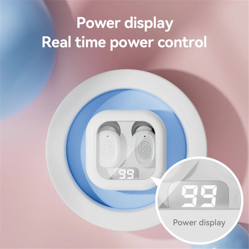 Беспроводные наушники BY18 с цифровым дисплеем, совместимые с Bluetooth, с зарядным чехлом — черные