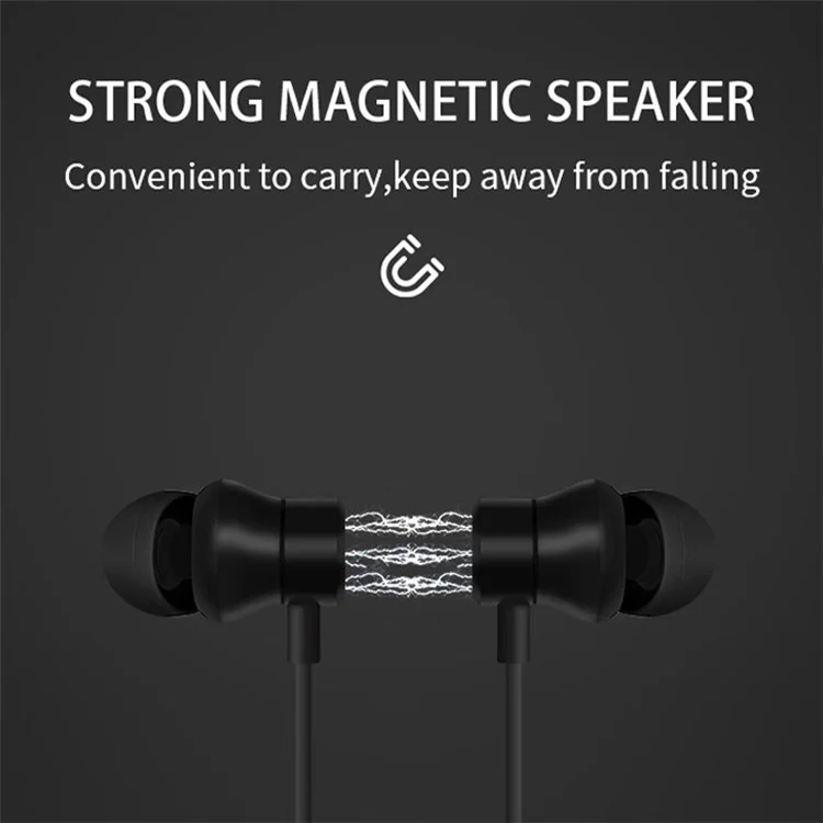 D-769 Neck-Mounted Bluetooth-compatible Headset Stereo Sports Earbuds Magnetic Headphones - Black