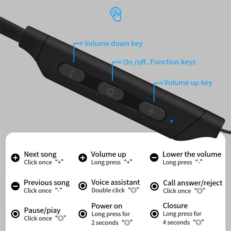 D-769 Neck-Mounted Bluetooth-compatible Headset Stereo Sports Earbuds Magnetic Headphones - Black