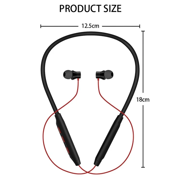 D-769 Neck-Mounted Bluetooth Headset Stereo Sports Earbuds Magnetic Headphones - Black