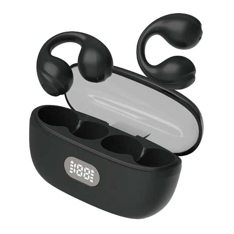 Open Ear Clip Headphones Wireless Bluetooth-compatible Clip On Headset Open Ear Earbuds Earphones - Black