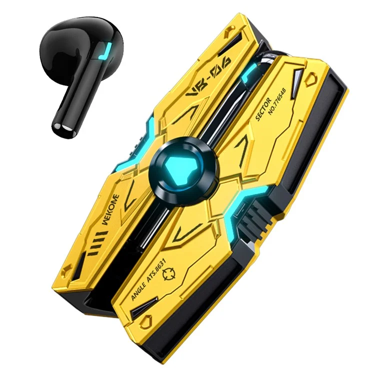 WEKOME VB06 TWS Bluetooth Earphone Wireless E-Sports Aurbo Gaming Music Autphone Con Custodia di Ricarica - Giallo