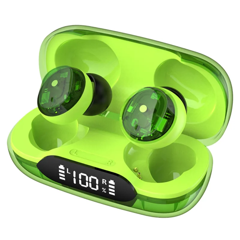 H20 Bluetooth-compatible Headset Sports Headphone TWS Wireless Earphone with Digital Display Charging Case - Green
