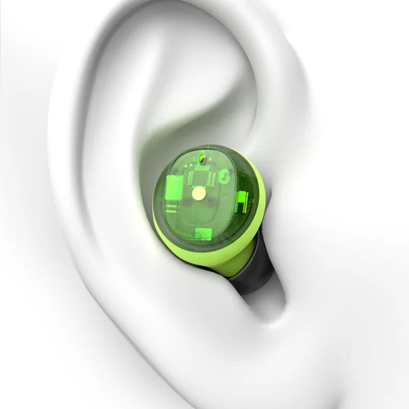 H20 Bluetooth-compatible Headset Sports Headphone TWS Wireless Earphone with Digital Display Charging Case - Green