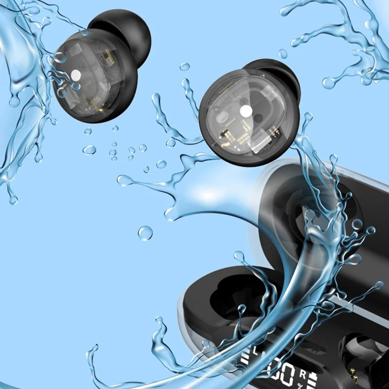 H20 Bluetooth-compatible Headset Sports Headphone TWS Wireless Earphone with Digital Display Charging Case - Green