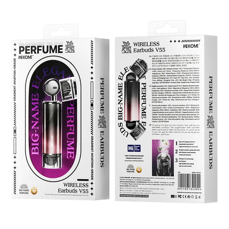 WEKOME V55 Perfume Earphone Wireless Bluetooth-compatible 5.3 Headphone with Necklace - Gradient Red