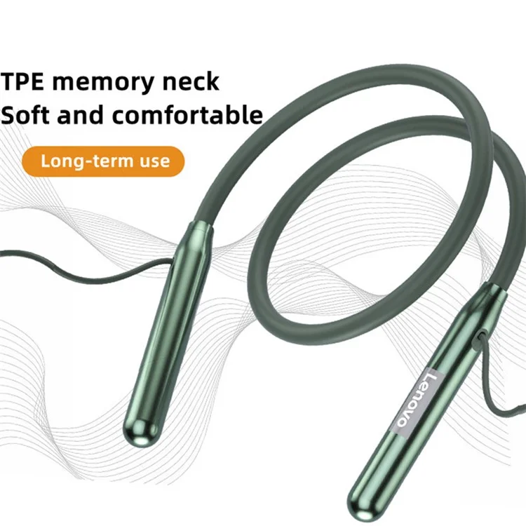 LENOVO Thinkplus BT10 Neck-mounted Earphone Wireless Bluetooth-compatible 5.3 Headphone Stereo Sound Sports Neck Hanging Headset - Black / Green