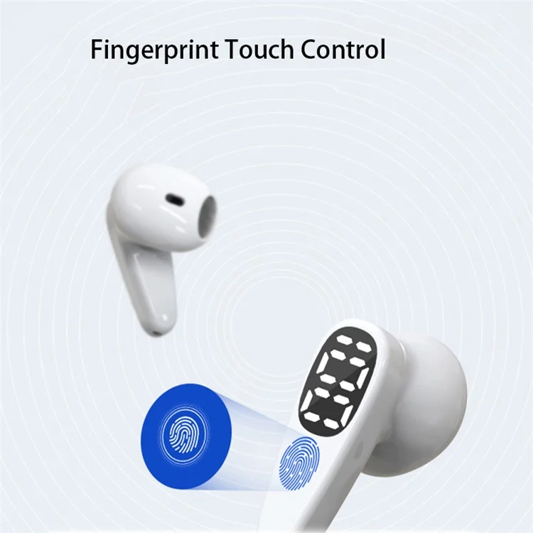 D8 TWS Bluetooth-compatible 5.3 Earphone Touch Control True Wireless Sports Earbuds with LED Power Display (CE Certified) - White