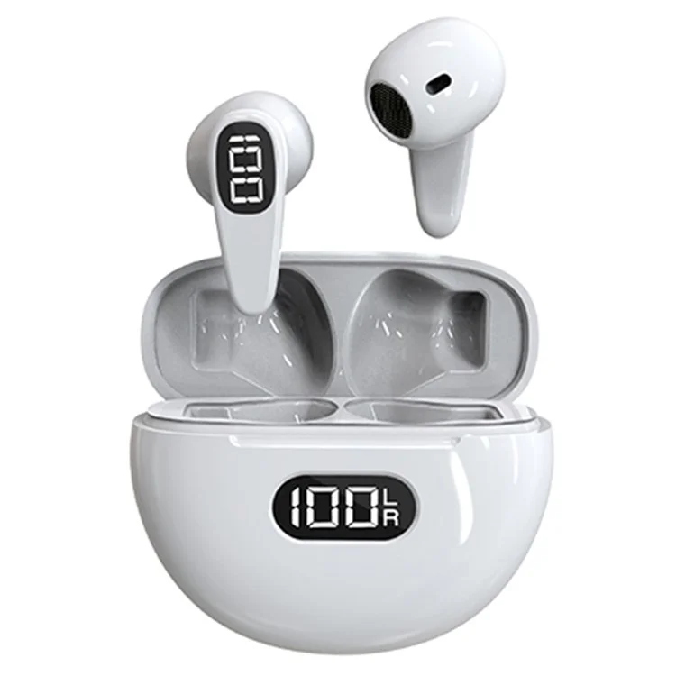 D8 TWS Bluetooth-compatible 5.3 Earphone Touch Control True Wireless Sports Earbuds with LED Power Display (CE Certified) - White