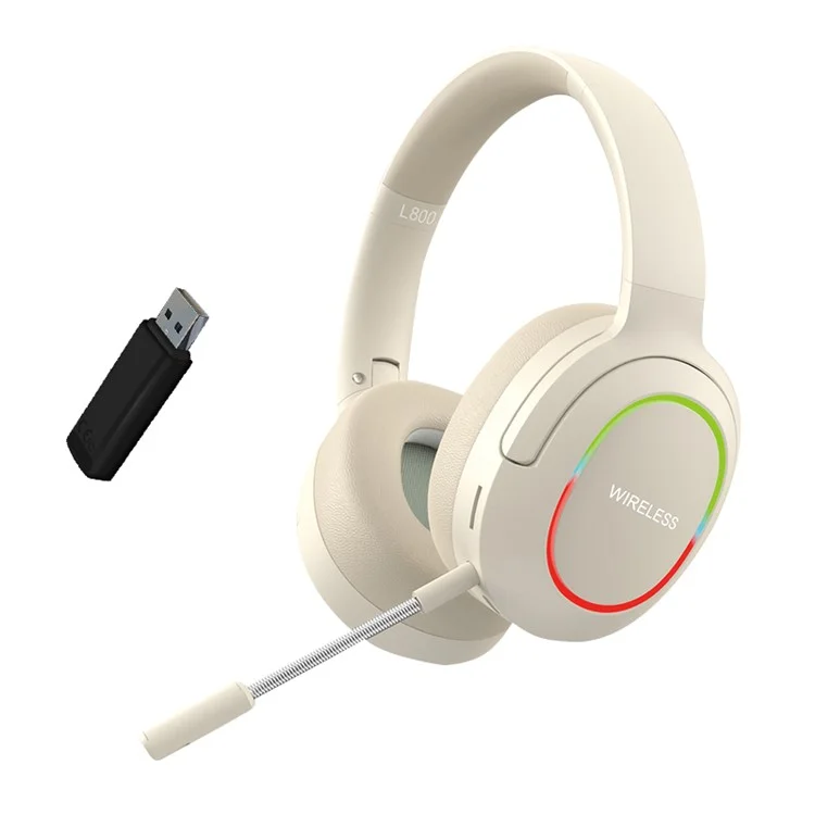 L800 2.4G Беспроводные / Bluetooth 5.1 Наушники с оголовьем LED Light Low Latency E-sports Gaming Headphone - Хаки