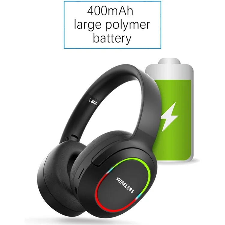 L800 2.4G Беспроводные / Bluetooth 5.1 Наушники с оголовьем LED Light Low Latency E-sports Gaming Headphone - Хаки