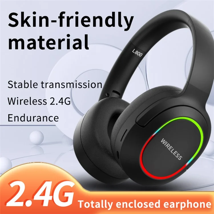 L800 2.4G Беспроводные / Bluetooth 5.1 Наушники с оголовьем LED Light Low Latency E-sports Gaming Headphone - Хаки