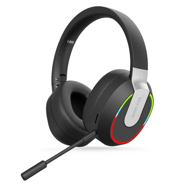 L850 Over-ear Wireless Bluetooth 5.1 Гарнитура RGB Light E-sports Gaming Headphone Support TF Card - Черный