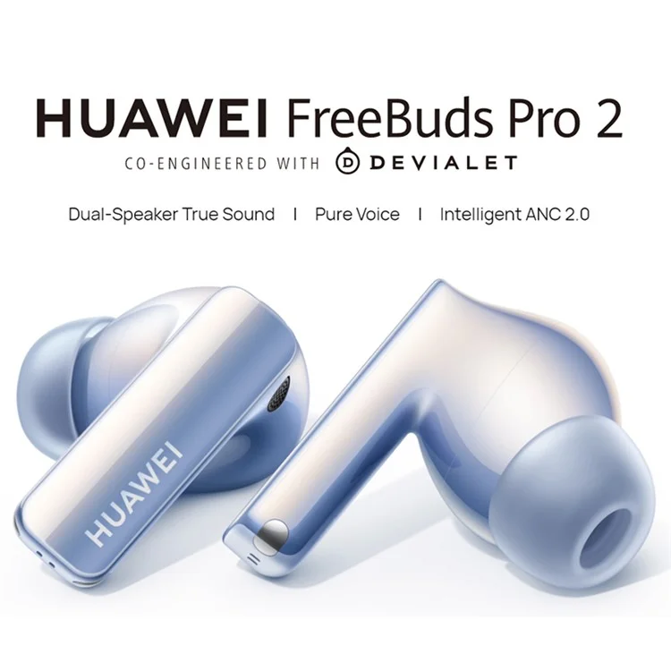 HUAWEI FreeBuds Pro 2 TWS Auriculares Inalámbricos Bluetooth con Cancelación de Ruido Impermeable Auriculares de Música y Juegos Compatible con Carga Inalámbrica - Azul