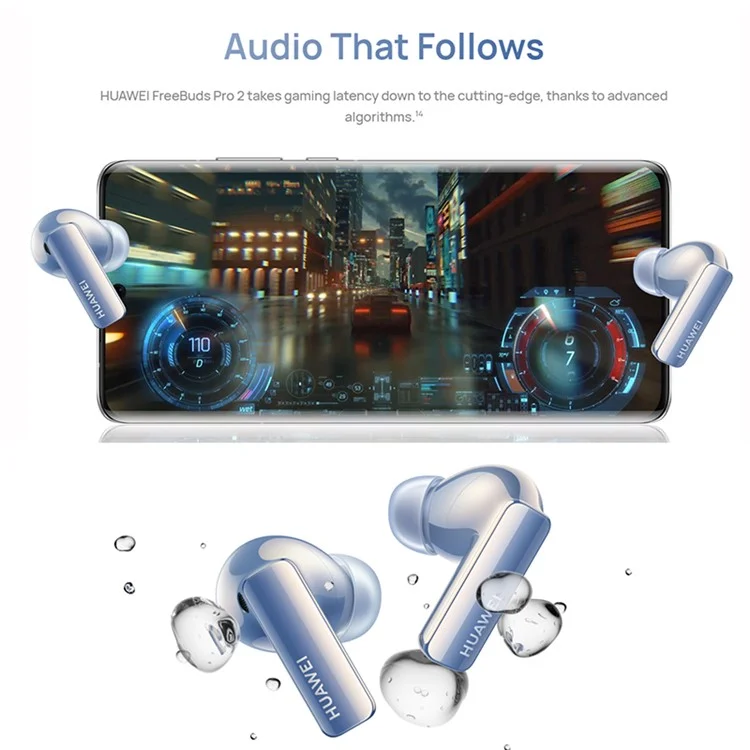 HUAWEI FreeBuds Pro 2 TWS Auriculares Inalámbricos Bluetooth con Cancelación de Ruido Impermeable Auriculares de Música y Juegos Compatible con Carga Inalámbrica - Azul