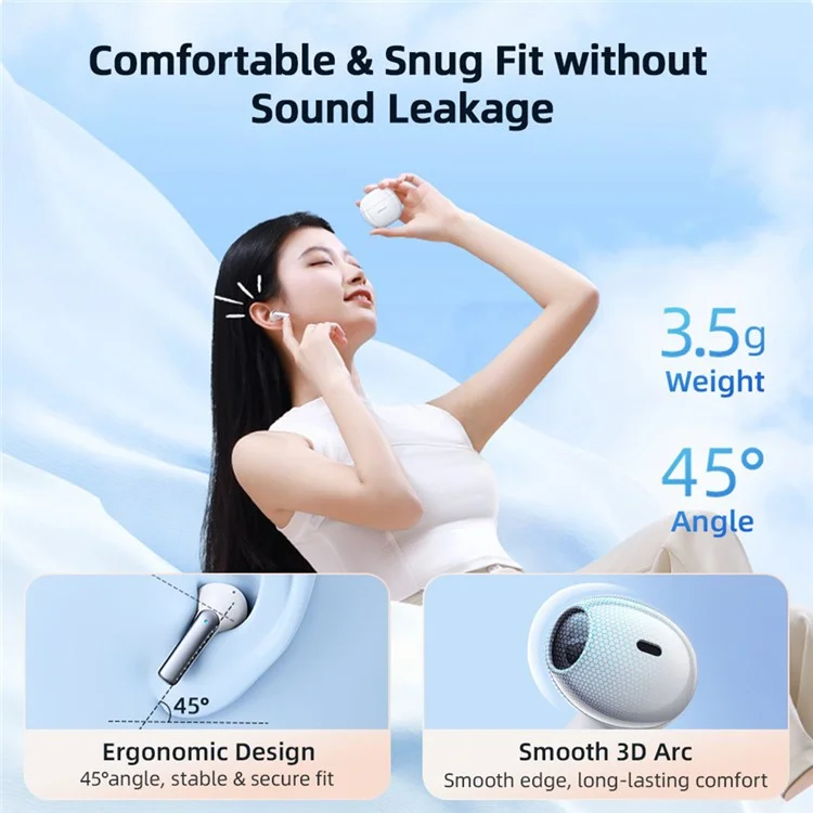 JOYROOM PB1 TWS Kopfhörer Kabellos Dual-Mikrofon ENC Call Noise Canceling Halb In-Ohr Bluetooth-Kopfhörer - Schwarz