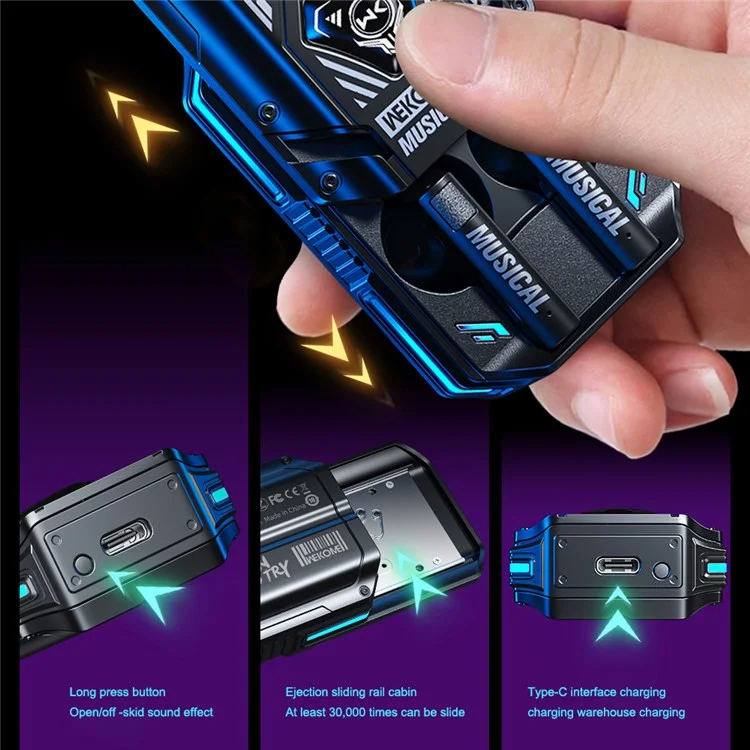 WEKOME VB07 Mecha Shape TWS Earbuds Semi-In-Ear Bluetooth-Headset mit geringer Latenz, tragbare Kopfhörer - Schwarz