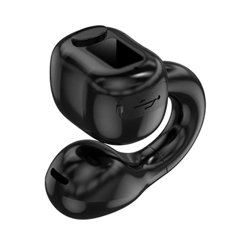 M10 Digital Display Clip-on Bluetooth-compatible Earphone HiFi Sound Single Ear Bendable Headphone - Black
