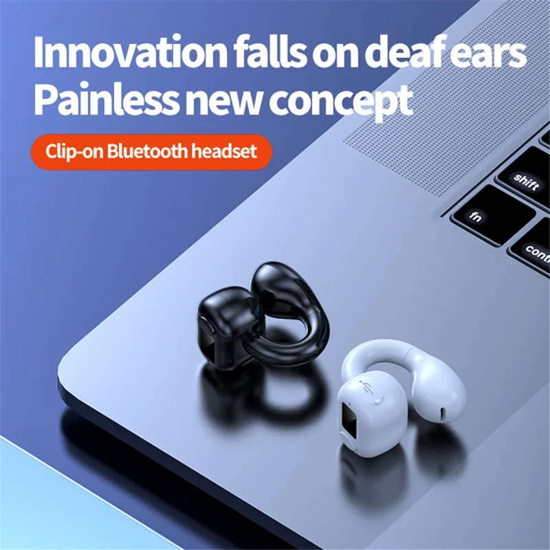 M10 Digital Display Clip-on Bluetooth-compatible Earphone HiFi Sound Single Ear Bendable Headphone - Black