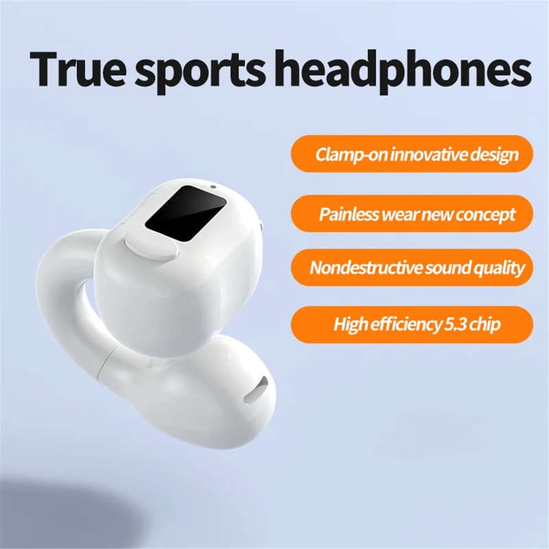 M10 Digital Display Clip-on Bluetooth-compatible Earphone HiFi Sound Single Ear Bendable Headphone - Black