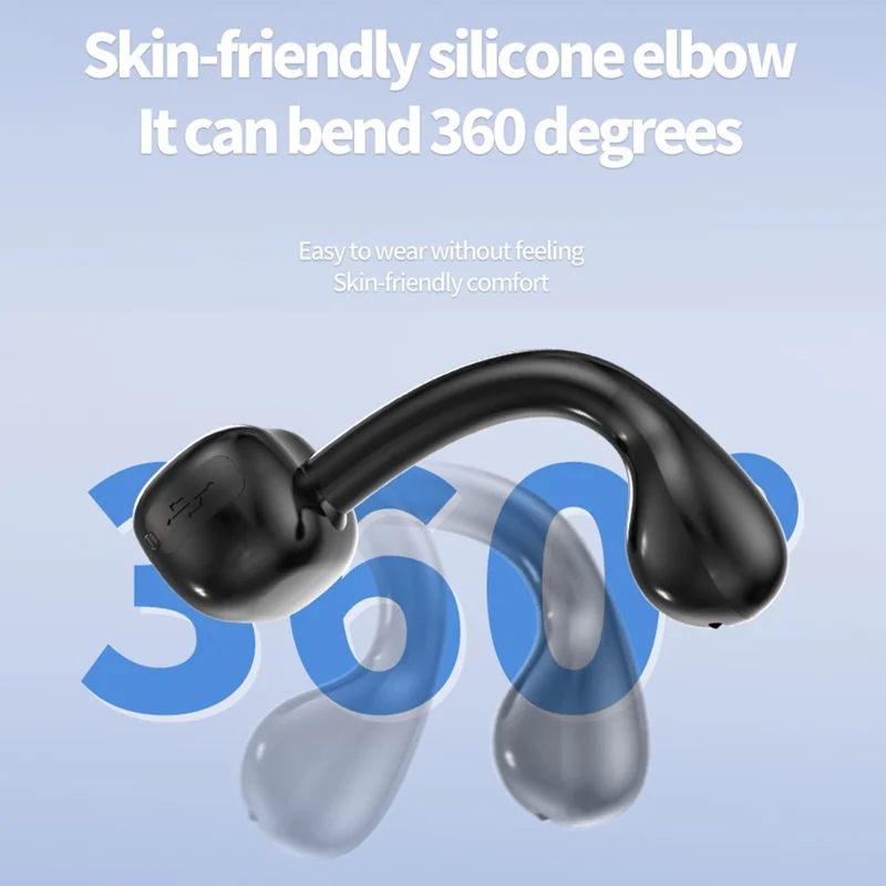 M10 Digital Display Clip-on Bluetooth-compatible Earphone HiFi Sound Single Ear Bendable Headphone - Black